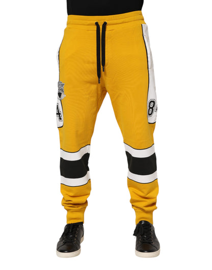 Yellow Printed Drawstring Jogger Pants