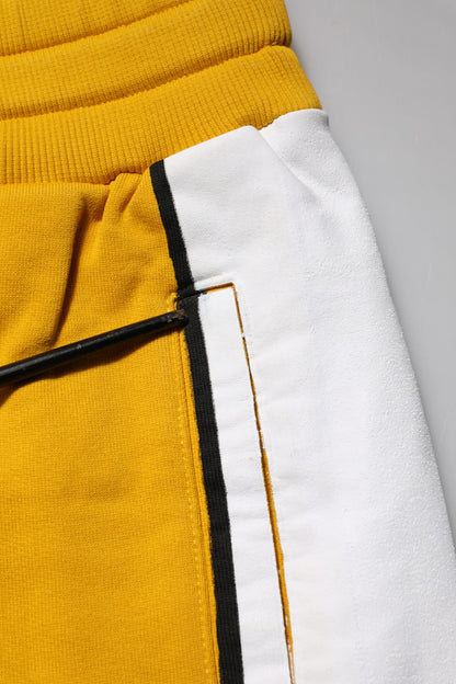 Yellow Printed Drawstring Jogger Pants