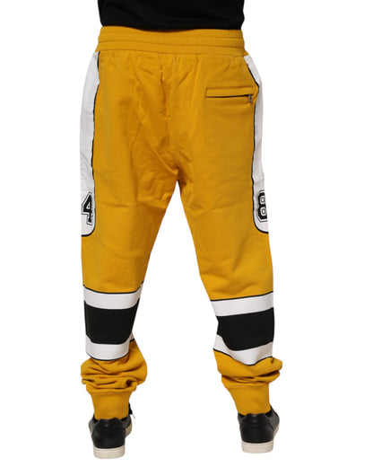 Yellow Cotton Logo Drawstring Jogger Sweatpants Pants