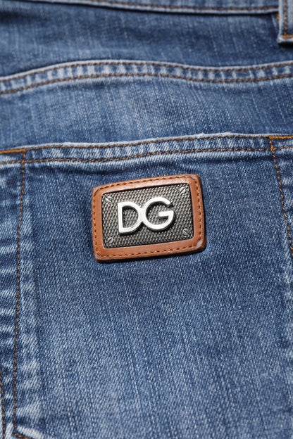 Blue Cotton Logo Plaque Denim Jeans