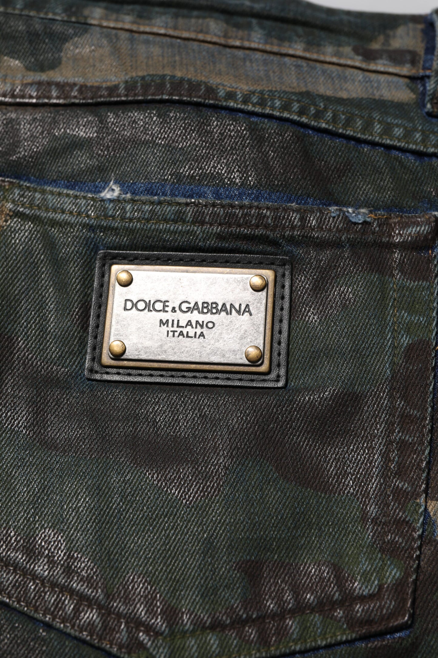 Blue Cotton Camouflage Denim Jeans