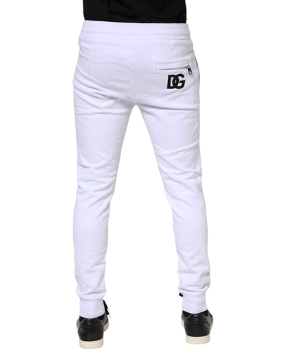 White Cotton Drawstring Jogger Pants