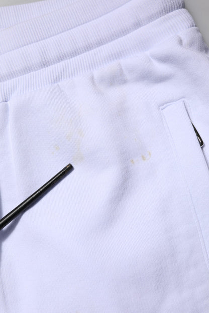 White Cotton Drawstring Jogger Pants