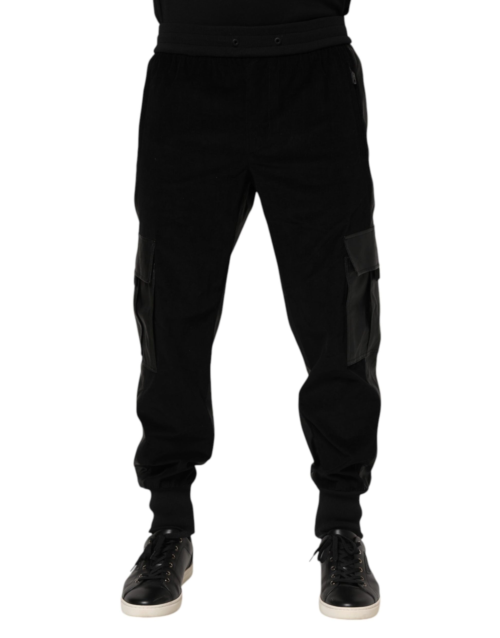 Black Cotton Cargo Men Jogger Pants