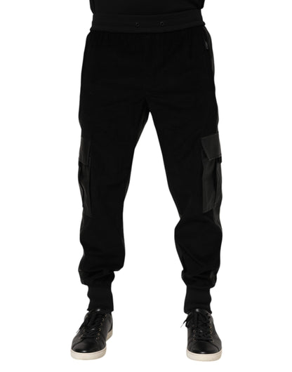 Black Cotton Cargo Men Jogger Pants