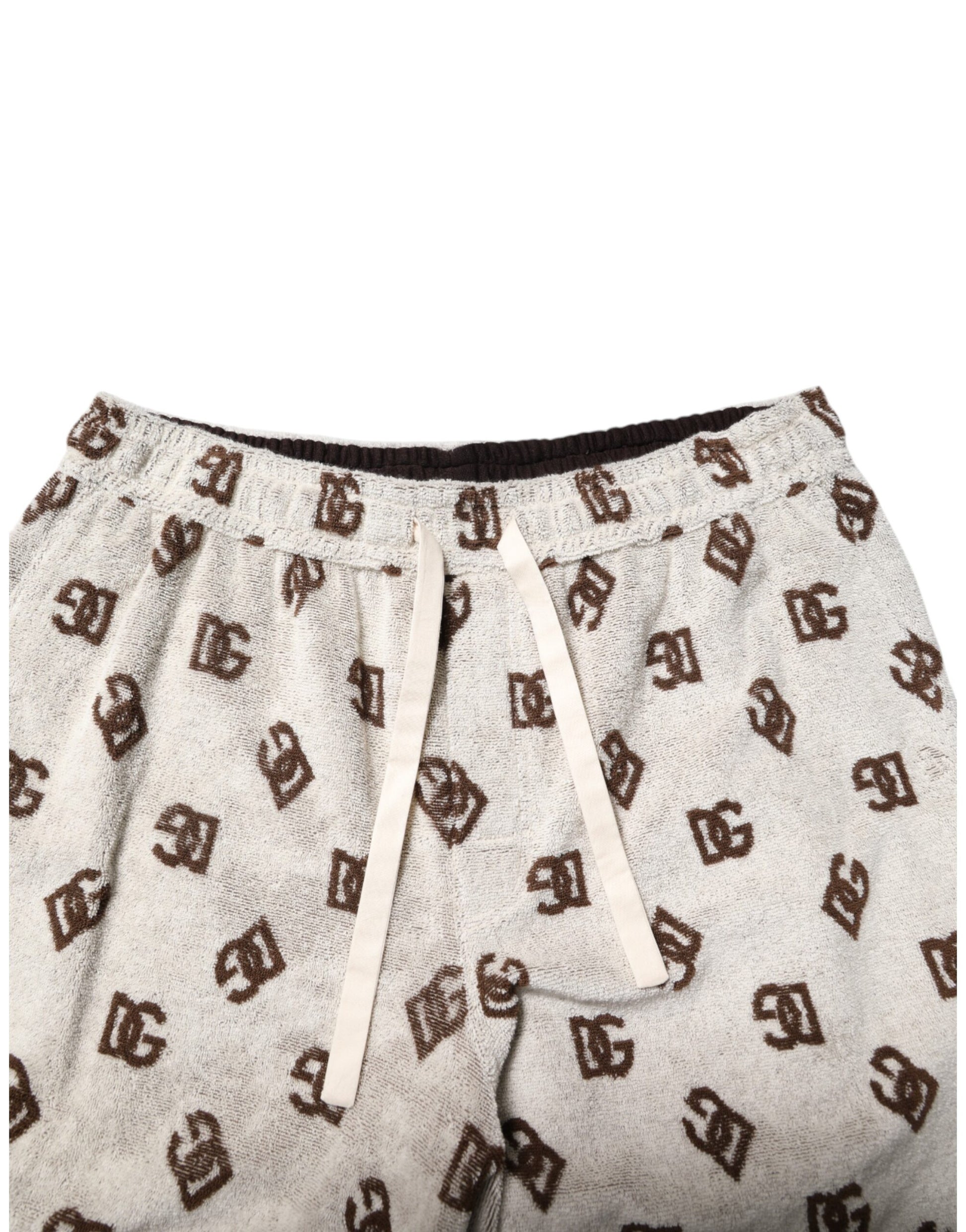 White Cotton DG Mania Print Men Bermuda Shorts