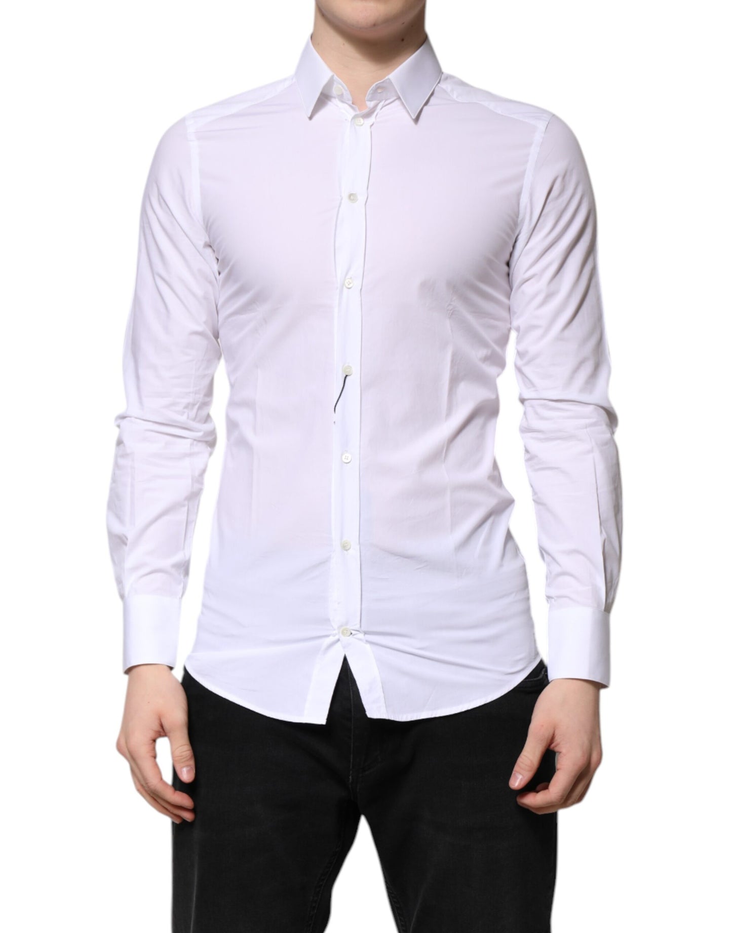 White Cotton GOLD Long Sleeves Formal Shirt