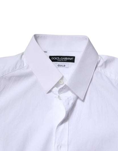 White Cotton GOLD Long Sleeves Formal Shirt