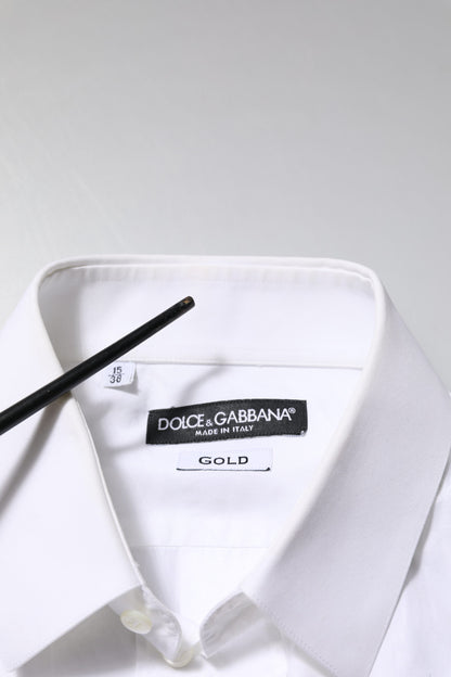 White Cotton GOLD Long Sleeves Formal Shirt