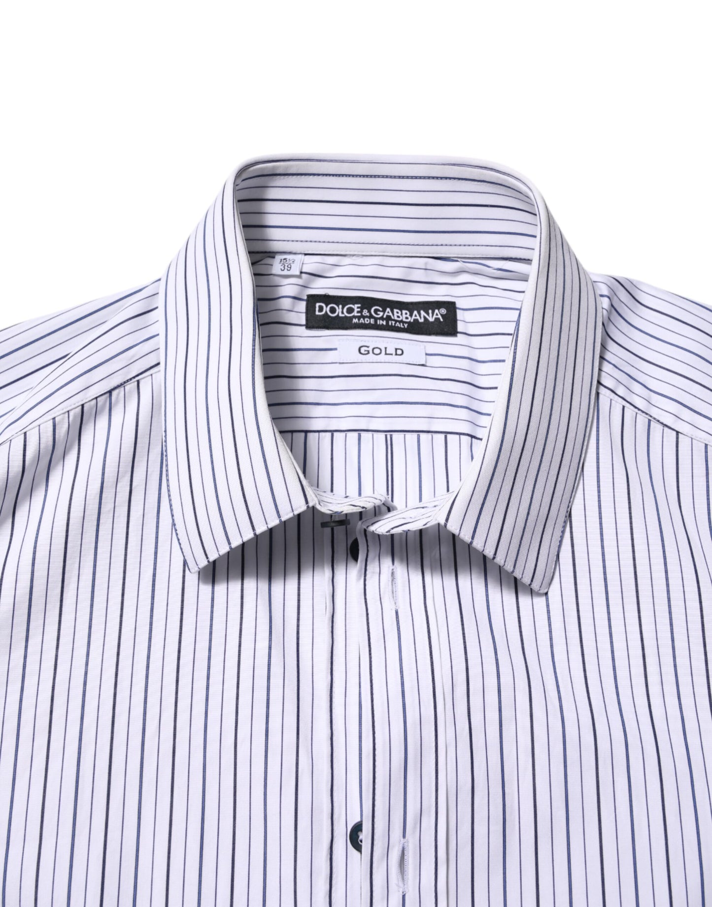 White Blue Striped Cotton GOLD Formal Shirt