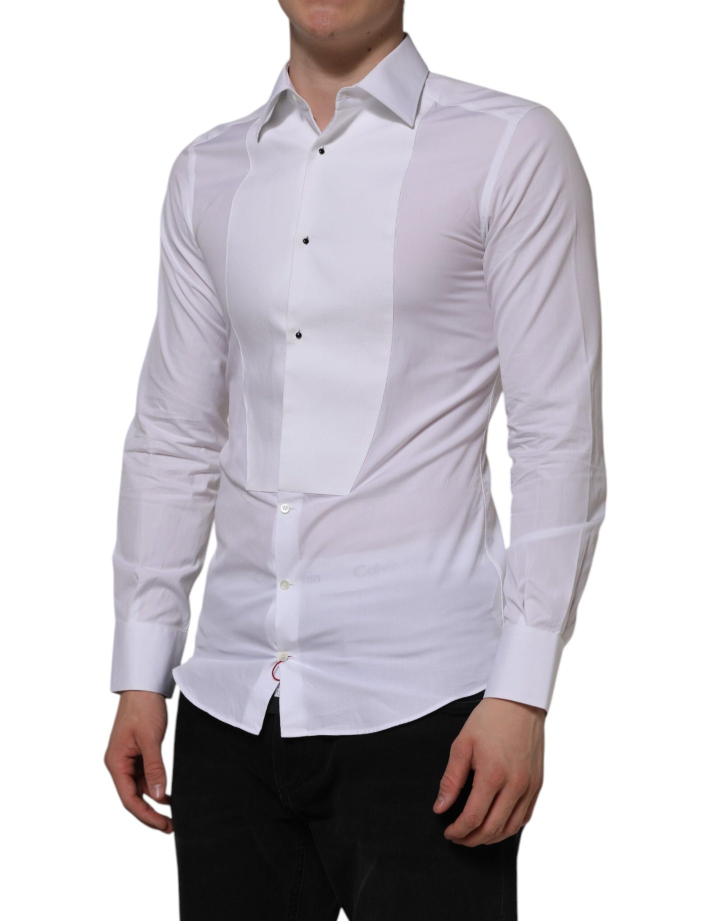 White Bib Cotton Poplin GOLD Formal Shirt