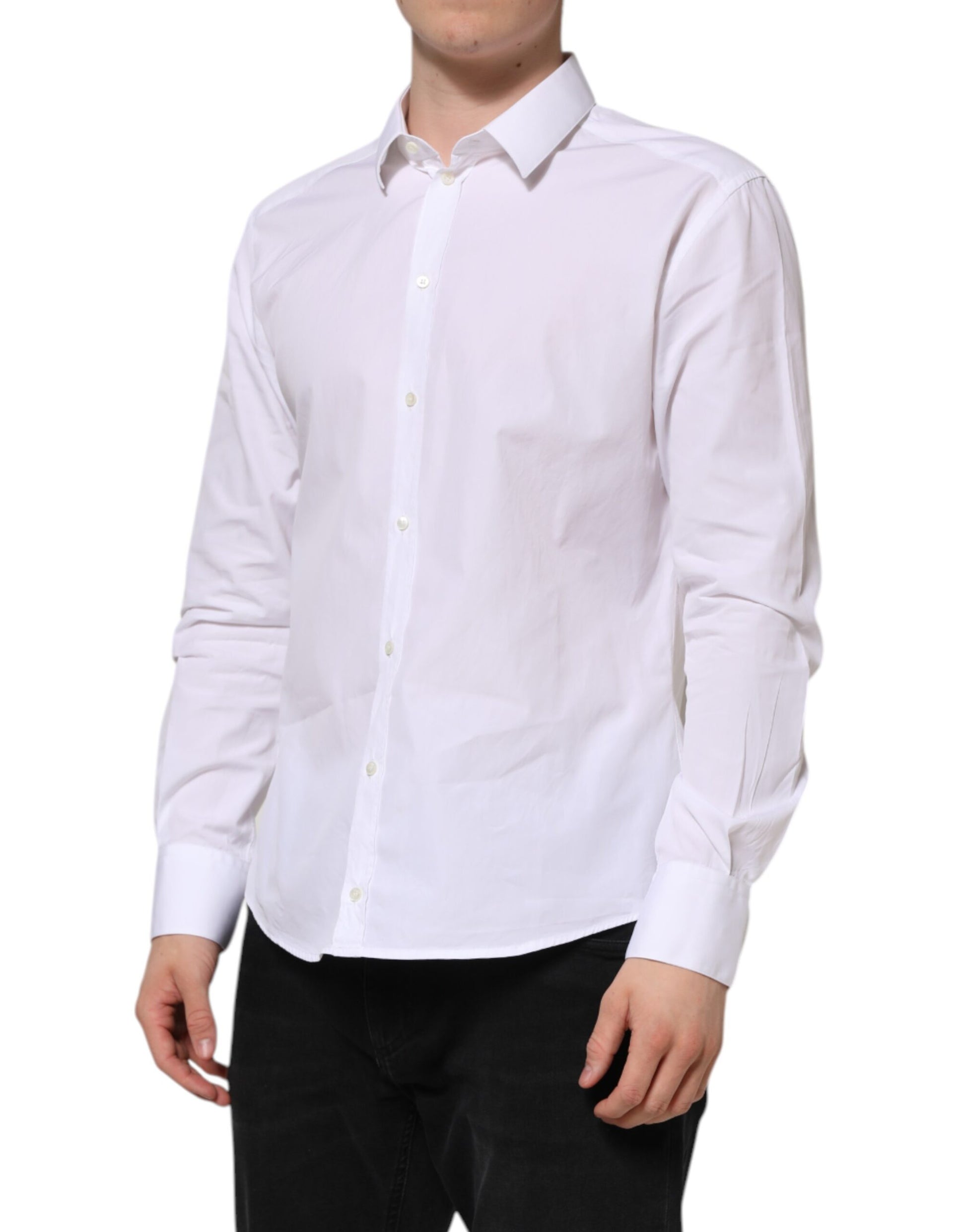 White Cotton Long Sleeves GOLD Formal Shirt