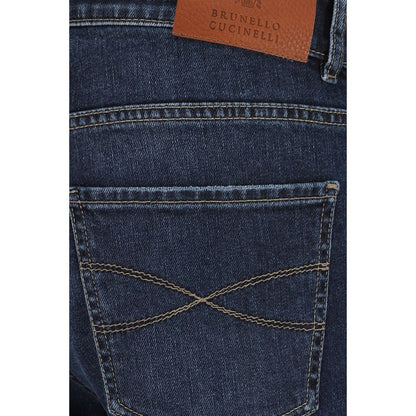 Blue Cotton Straight-Leg Jeans