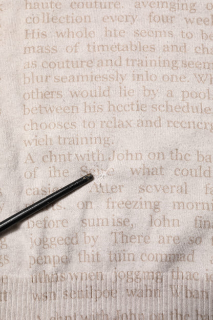 Beige Printed Logo Roundneck Long Sleeves Men Sweater