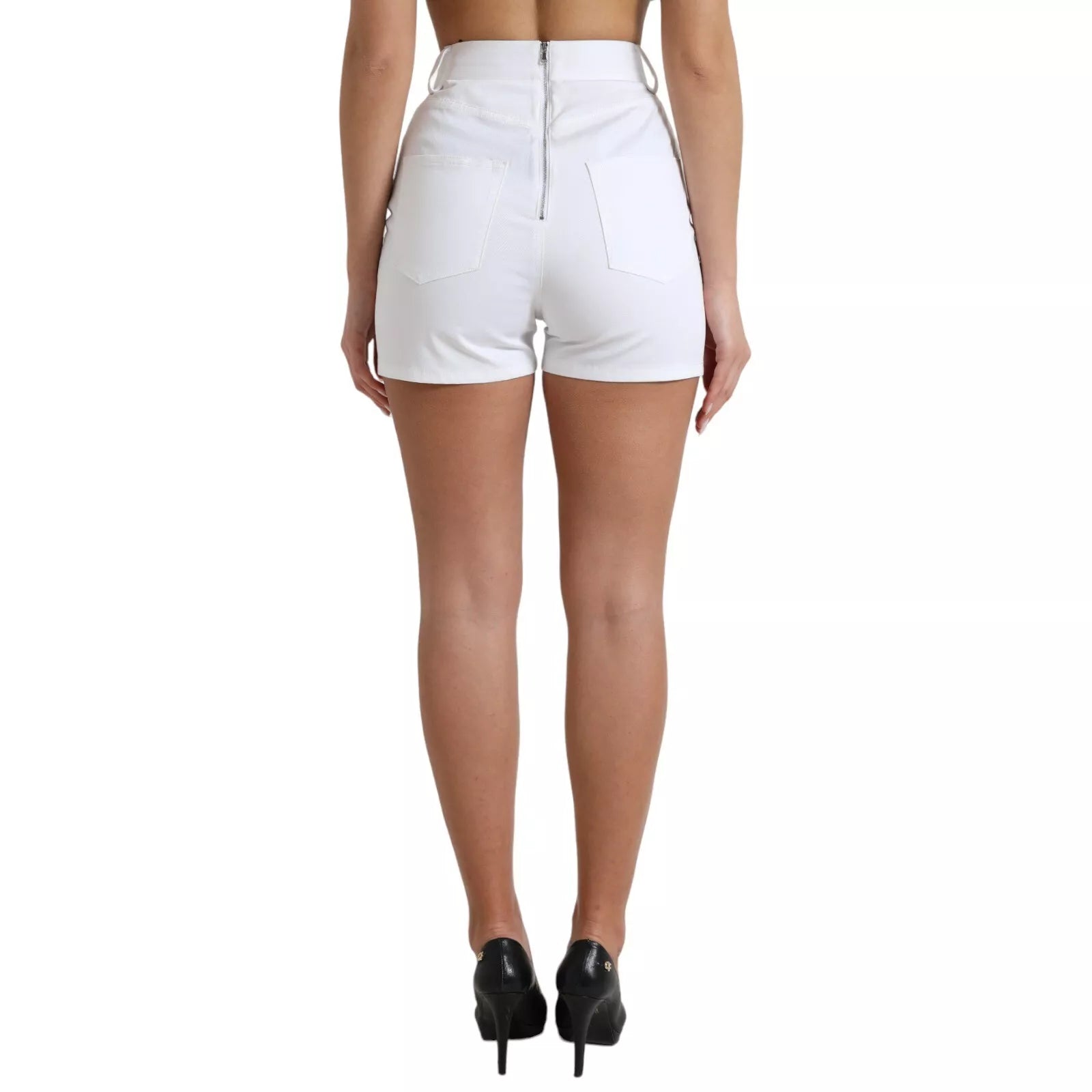 White Front Lace High Waist Hot Pants Shorts
