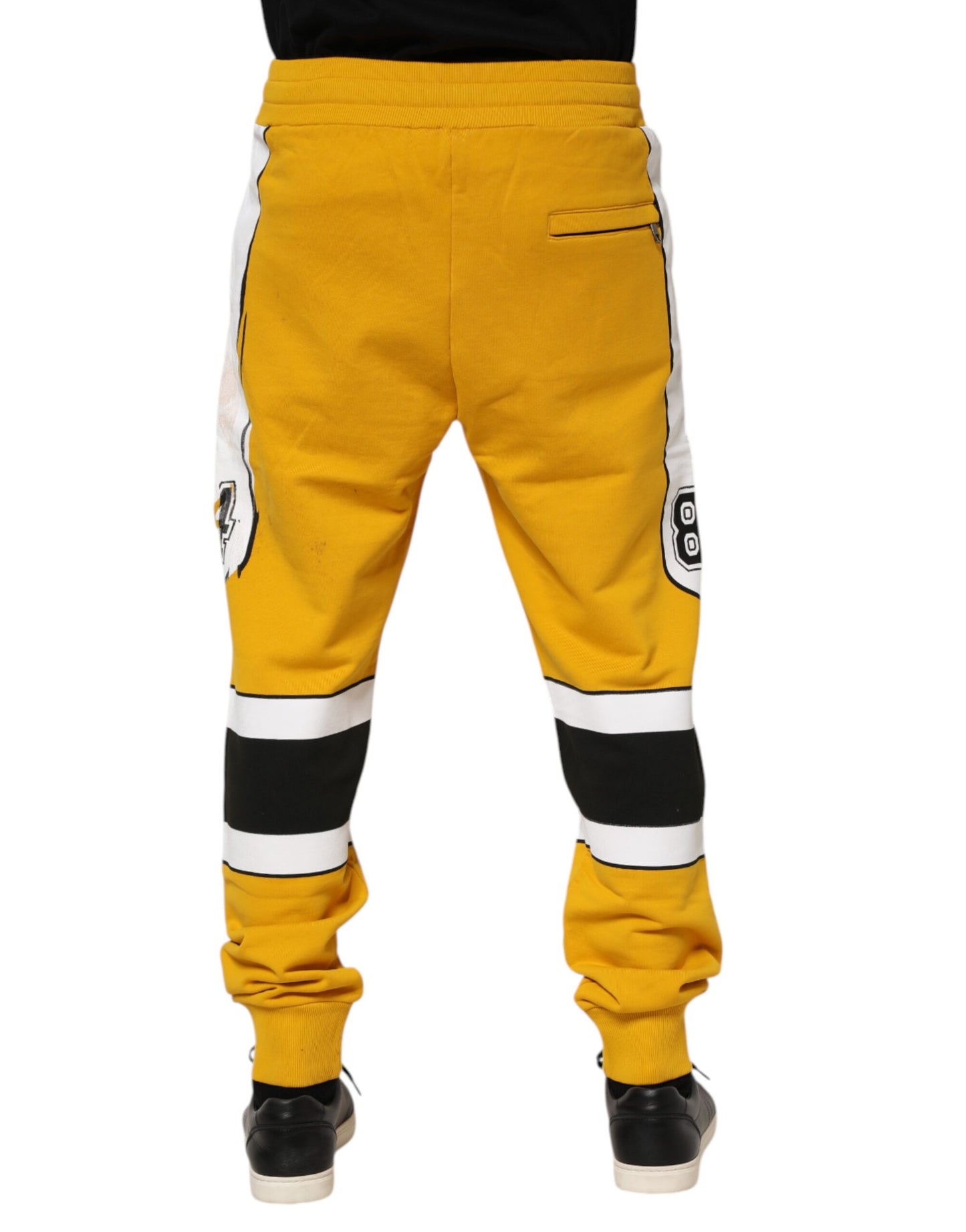 Yellow Cotton Printed Sweatpants Jogger Pants