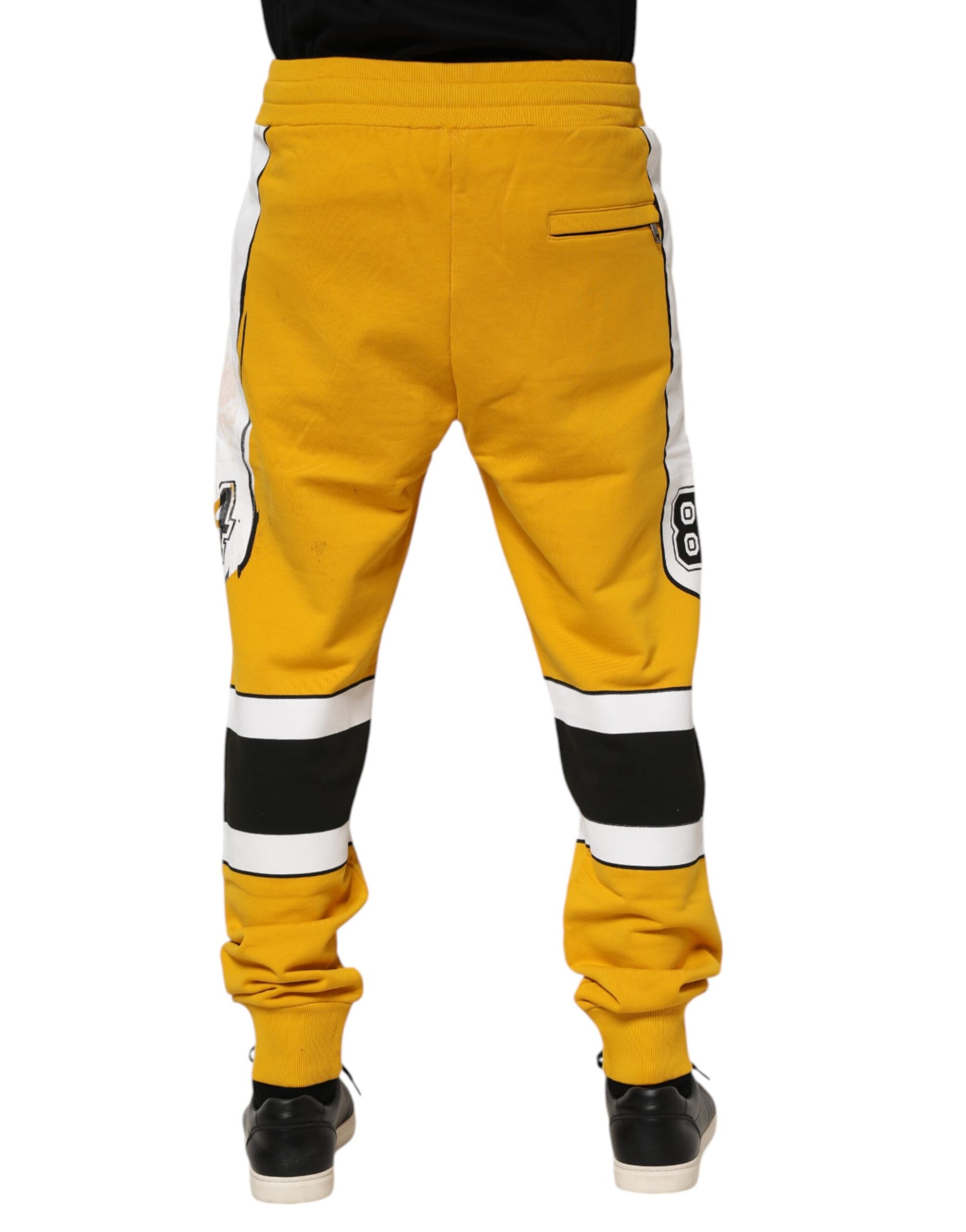 Yellow Cotton Printed Sweatpants Jogger Pants