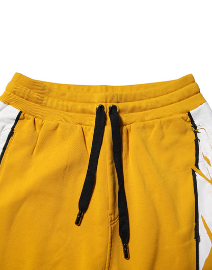 Yellow Cotton Printed Sweatpants Jogger Pants