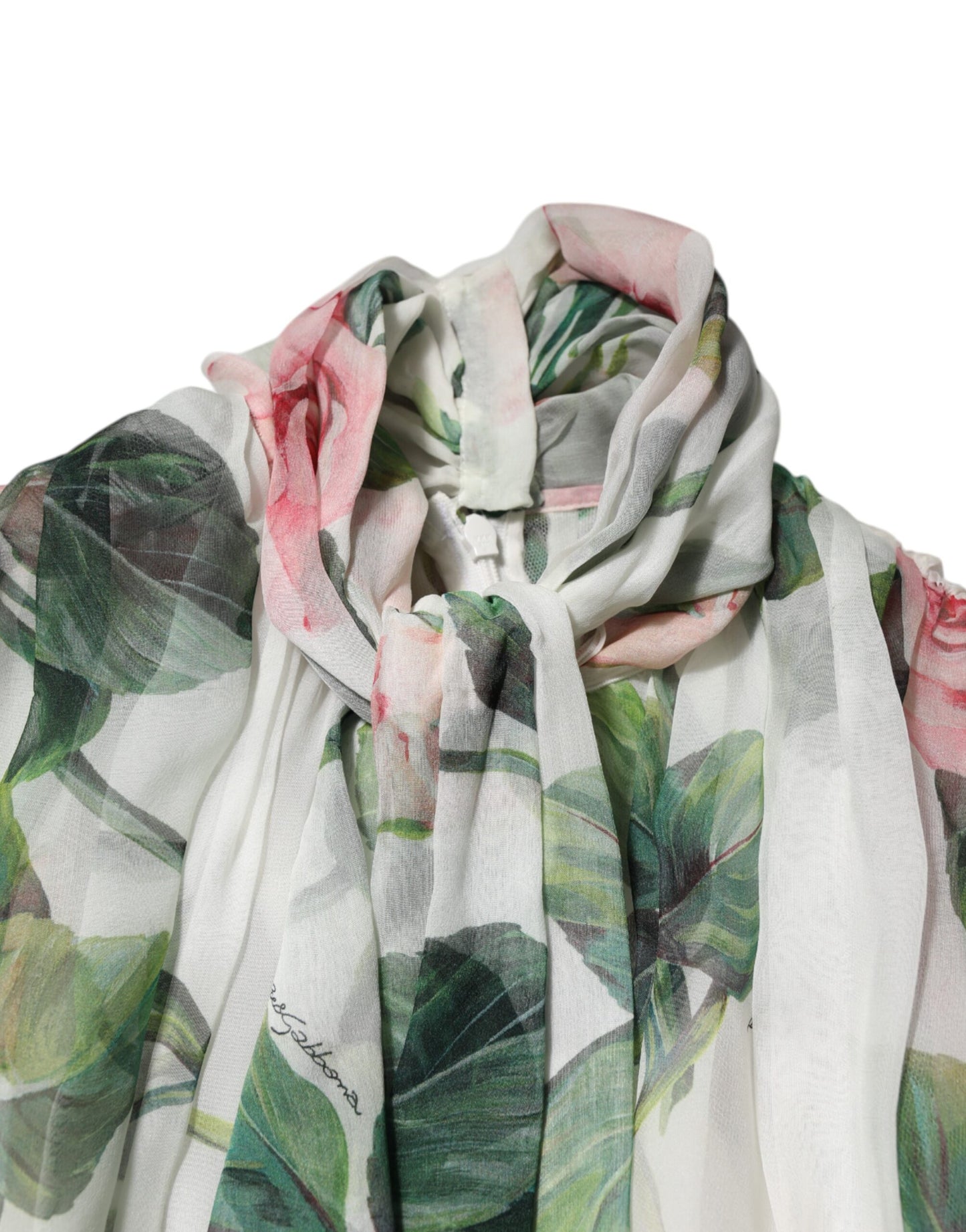 White Floral Roses Silk Maxi Long Gown Dress