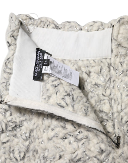 Metallic Bouclé Knit Cashmere Ruffled Shorts