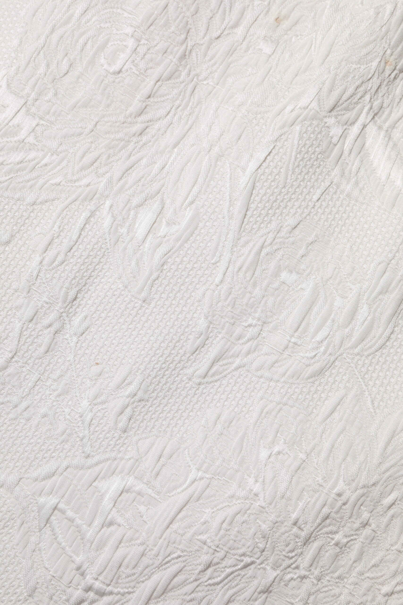 White Floral Brocade A-line High Waist Skirt