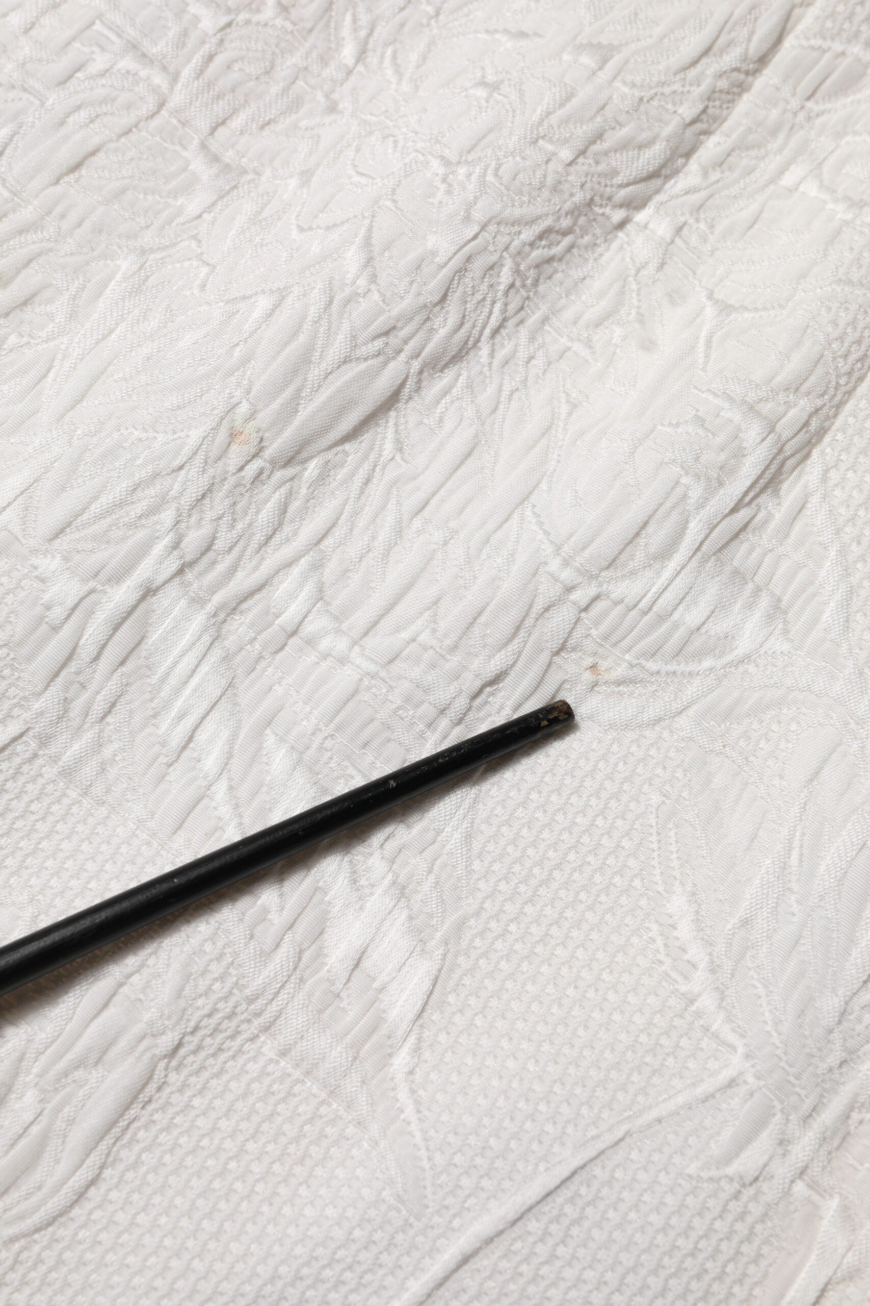 White Floral Brocade A-line High Waist Skirt