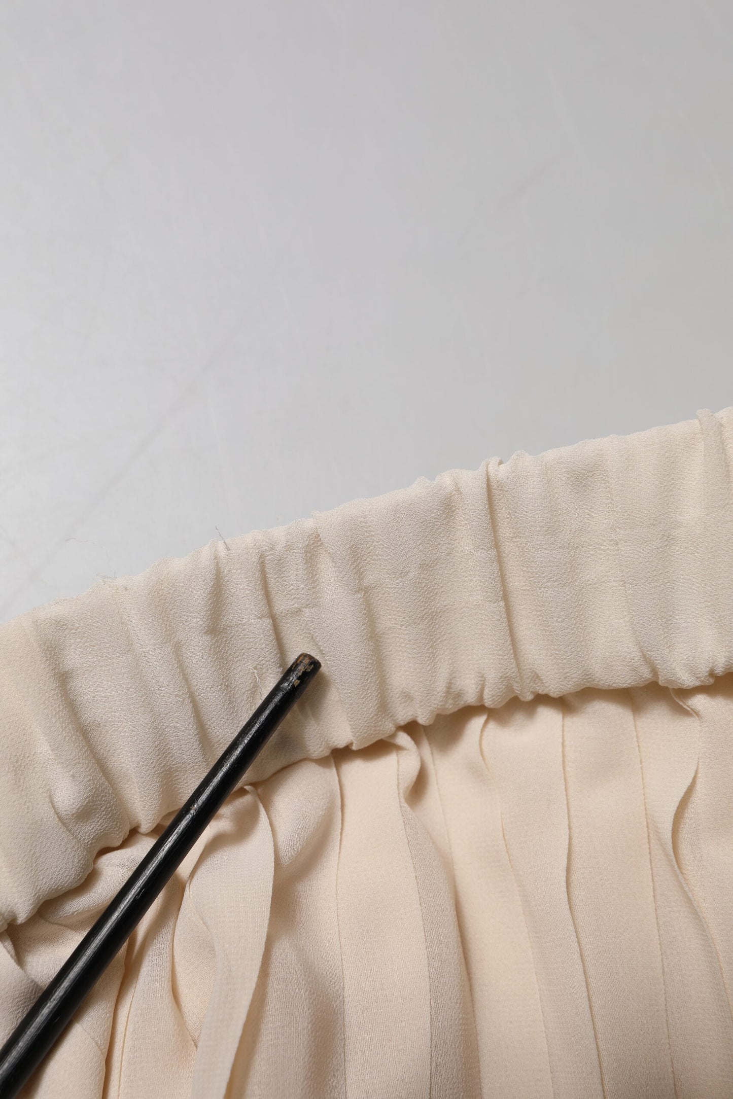 Beige Polyester Pleated A-line High Waist Midi Skirt