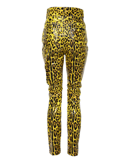 Yellow Leopard High Waist Slim Pants