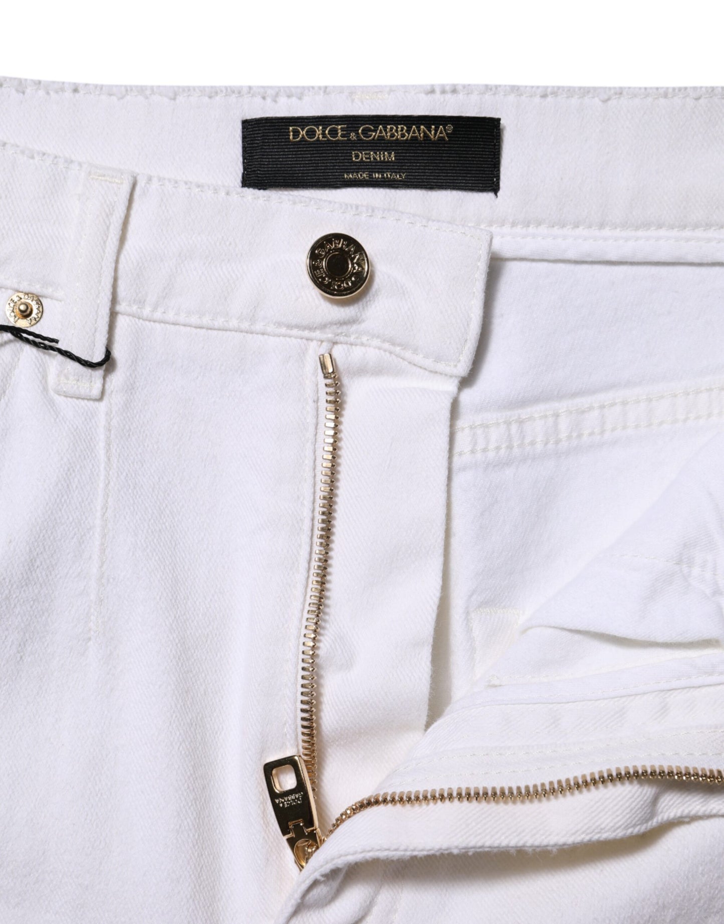 White Cotton High Waist Straight Denim Jeans