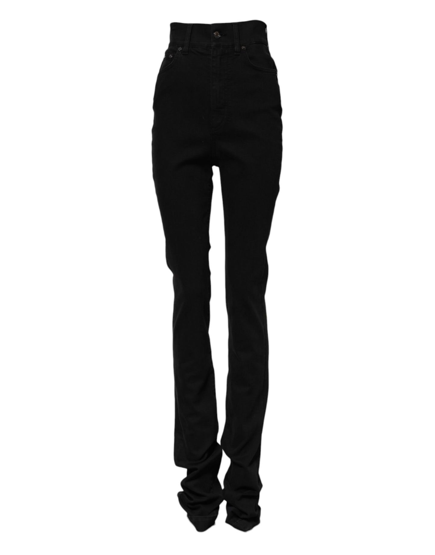 Black Cotton High Waist Skinny Denim Jeans