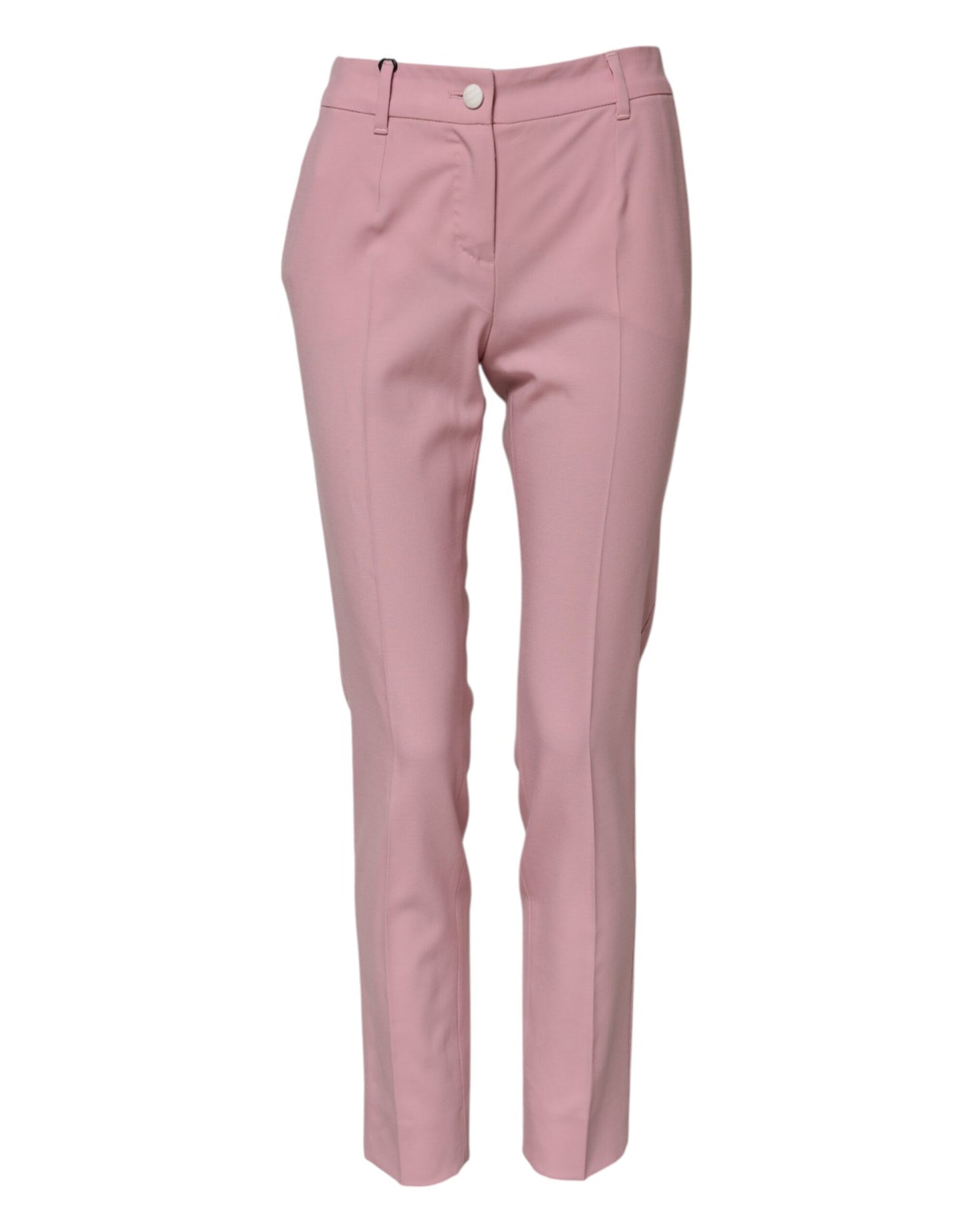 Pink Wool High Waist Tapered Pants