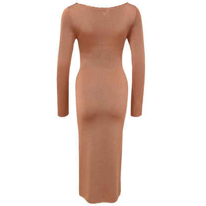 Orange Viscose Long Dress