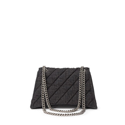 Black Fabric And Leather Shoulder Bag