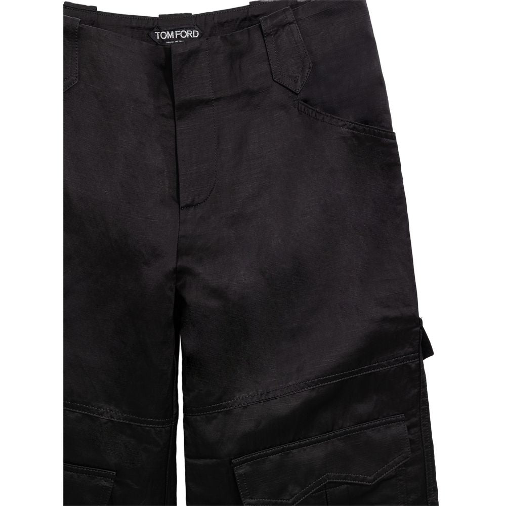 Black Viscose Cargo Pants
