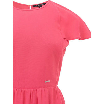 Fuchsia Viscose Casual Dress