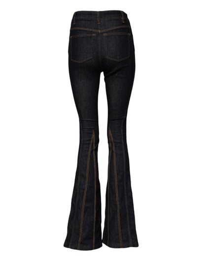 Black Cotton Mid Waist Bootcut Denim Jeans