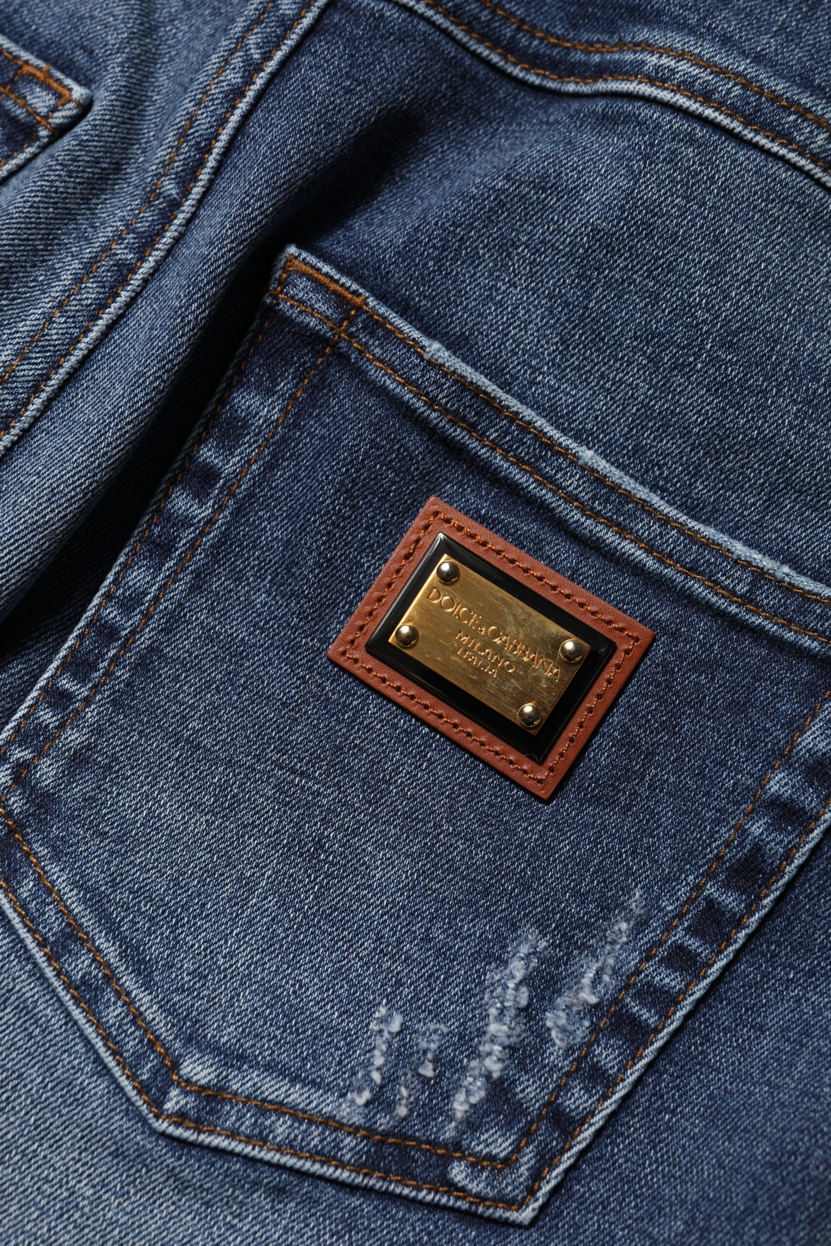 Blue Rhinestone Embellished Denim Jeans