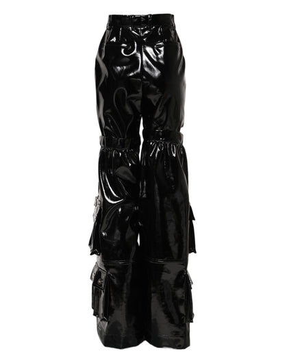 Black High Waist Cargo Bootcut Pants