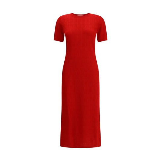 Red Cotton Casual Dress