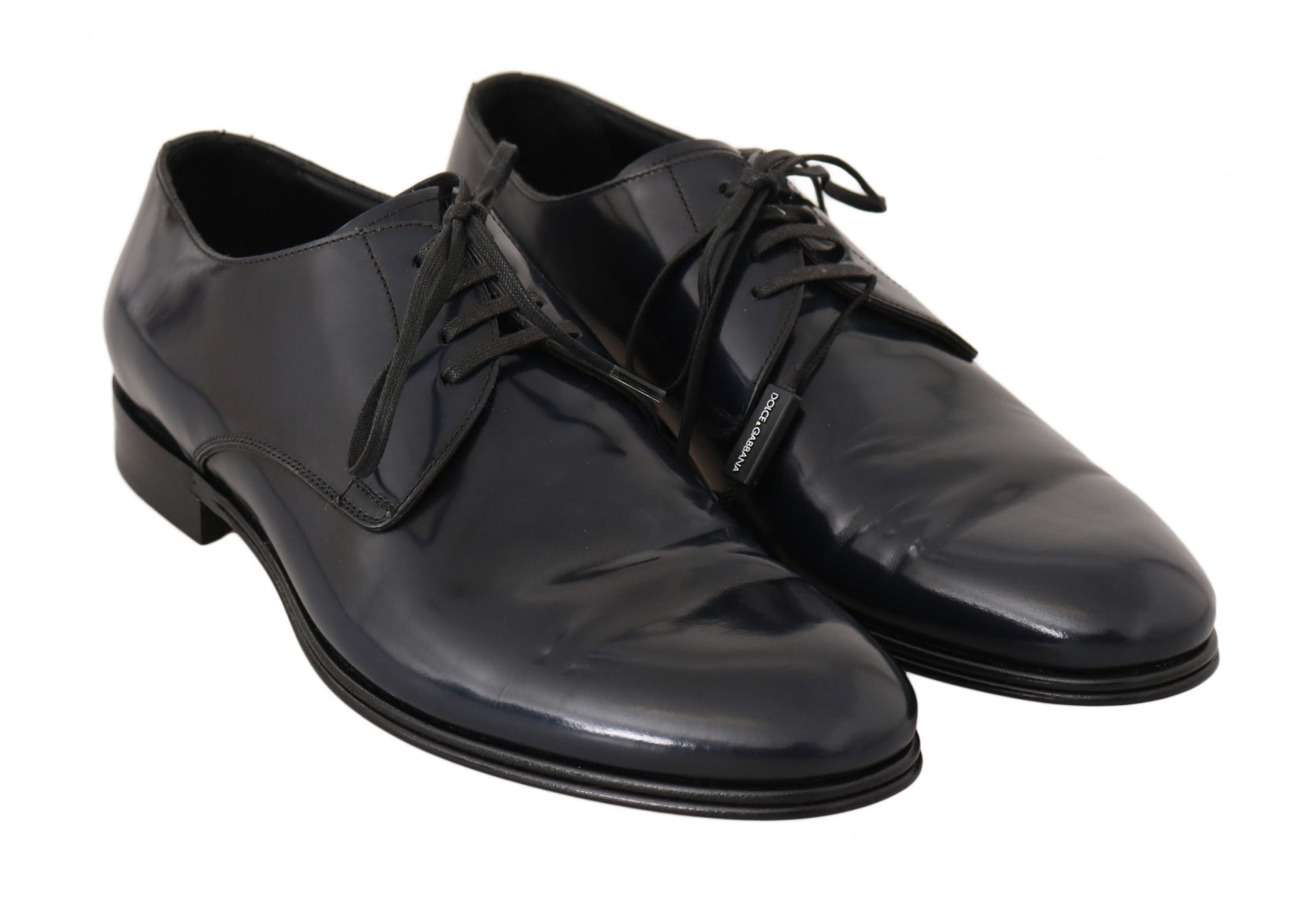 Elegant Dark Blue Leather Derby Dress Shoes