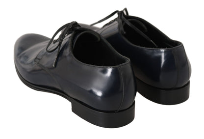 Elegant Dark Blue Leather Derby Dress Shoes