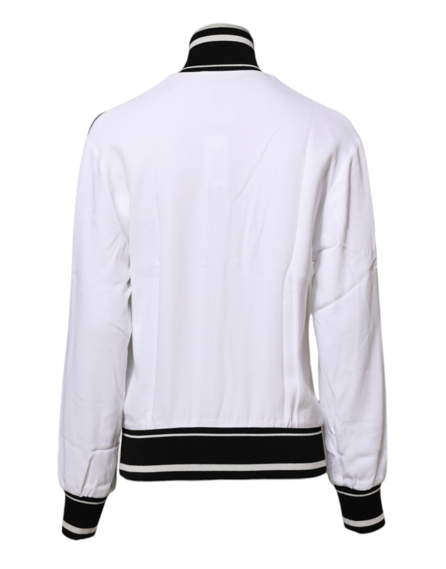 White Viscose Logo Women Full Zip Jacket