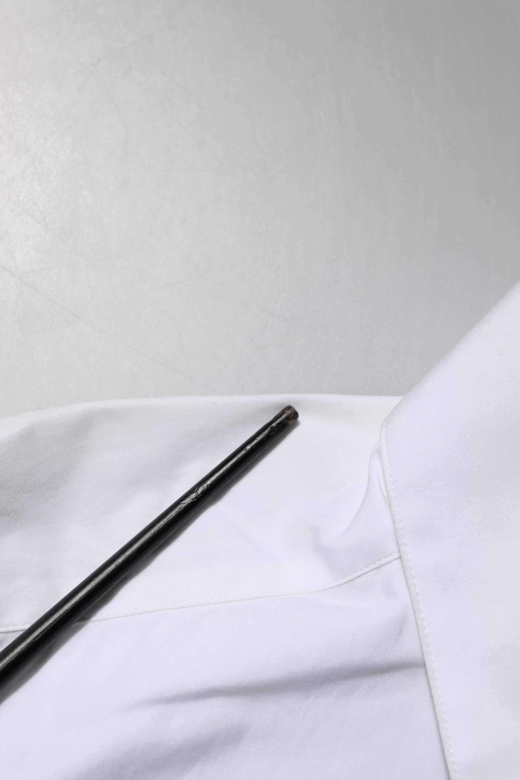 White Crystal Embellished Collared Shirt Top