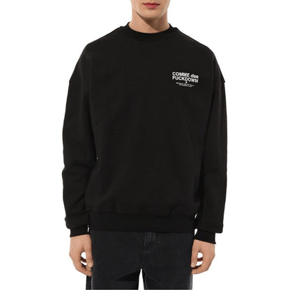 Black Cotton Men's Crewneck Sweater