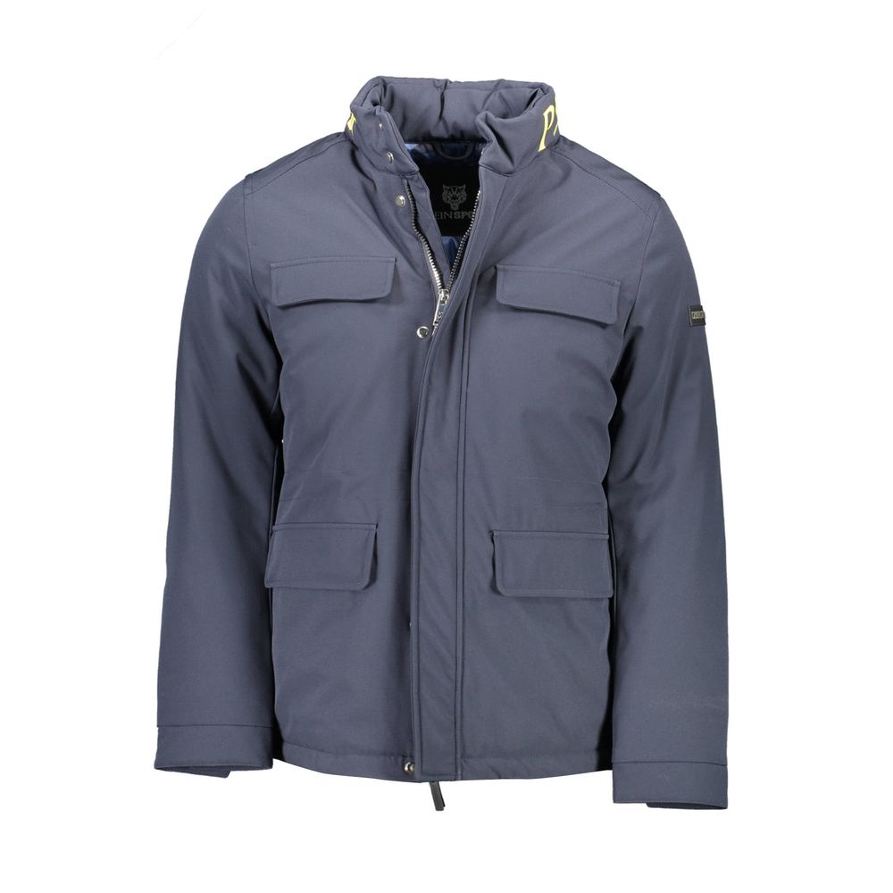 Blue Polyester Men's Jacket