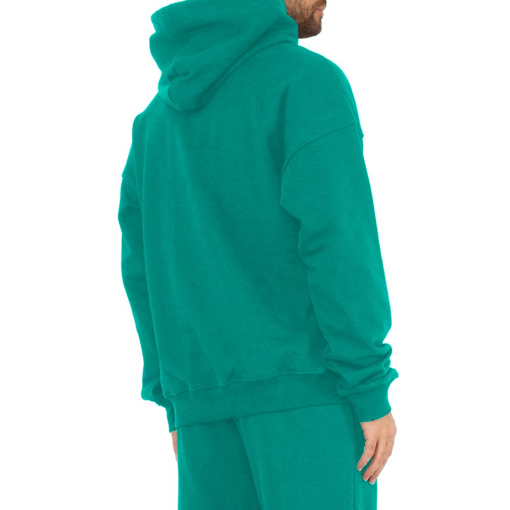 Green Cotton Men Hoodie