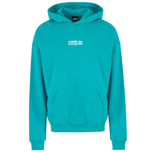 Green Cotton Men Hoodie