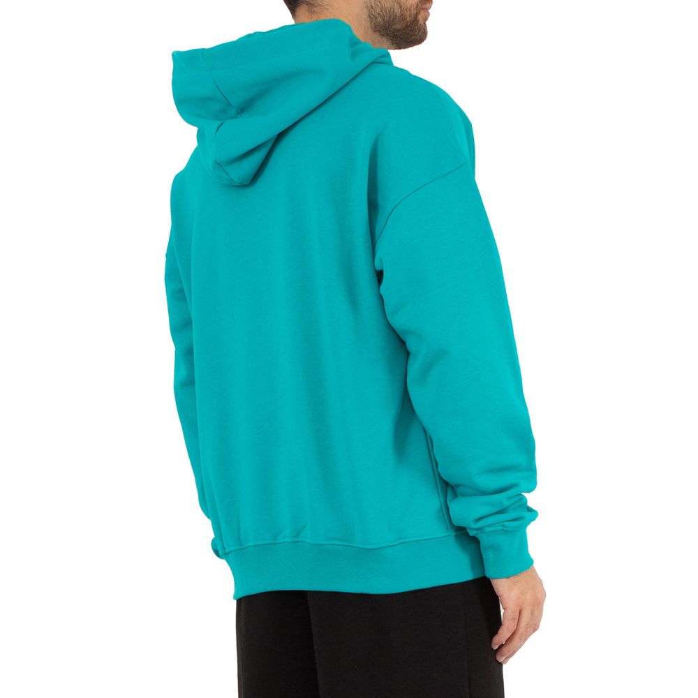 Green Cotton Men Hoodie