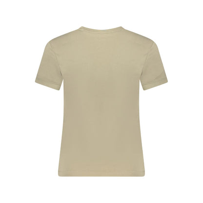 Beige Cotton Women T-Shirt