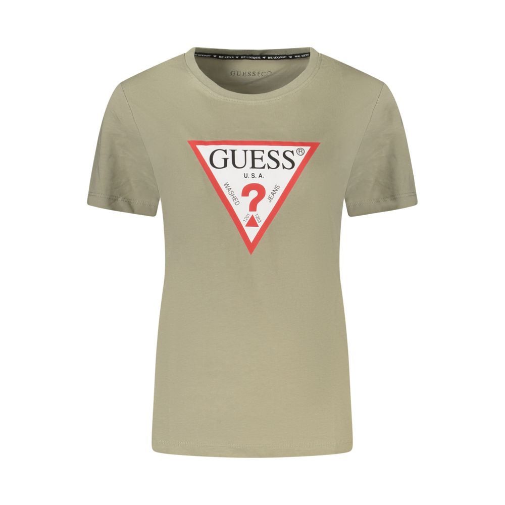 Green Cotton Women T-Shirt